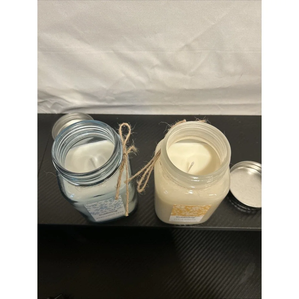 Trueliving ‎ 11.5 oz Jar Scented Candle Set Bergamot Leaf & Tulip Field